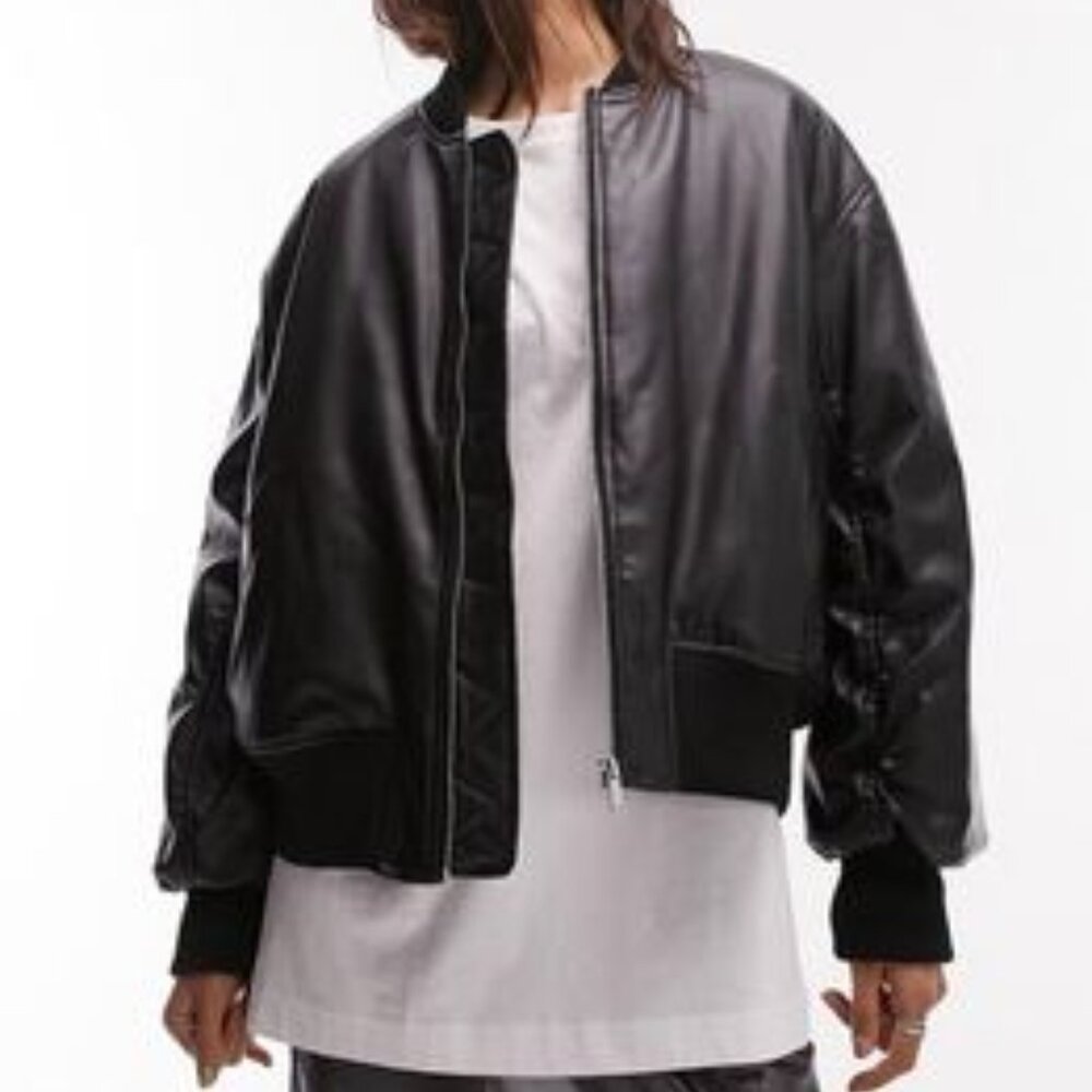 Topshop faux black leather jacket
